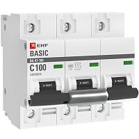 Автоматический выключатель 3P 100А (C) 10kA ВА 47-100 Basic | код  mcb47100-3-100C-bas | EKF